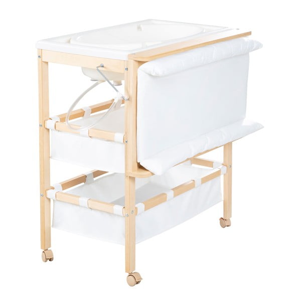 Balts/dabīga toņa pārtinamais galds ar bērza koka imitāciju Baby Pool – Roba-image-3