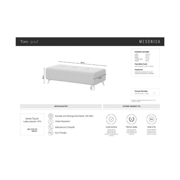 Tumši pelēks samta kāju soliņš MESONICA Toro-image-3