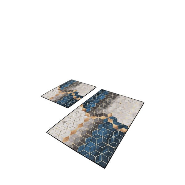 Zili/pelēki vannas istabas paklājiņi (2 gab.) 60x100 cm Optic – Mila Home