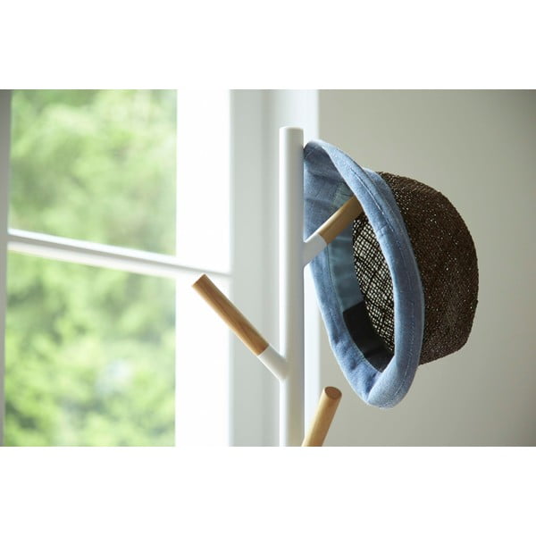 Balts grīdas pakaramais ar dižskābarža koka detaļām YAMAZAKI Plain Pole Hanger-image-3