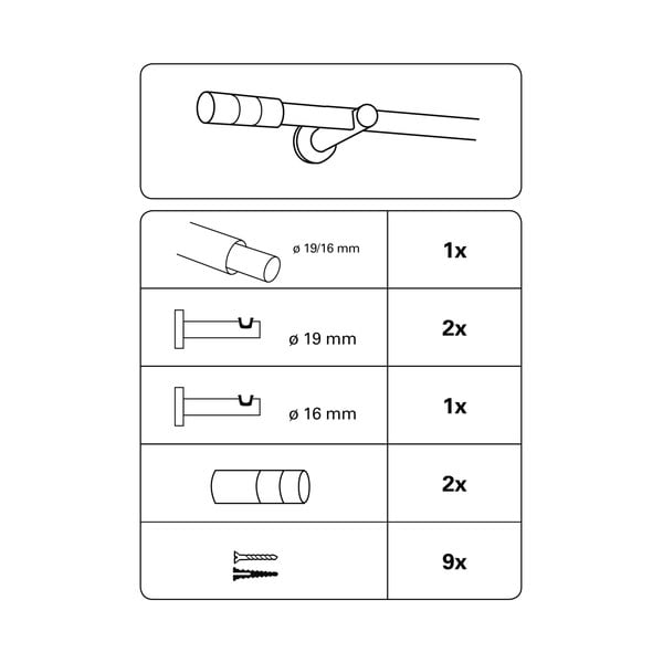 Metāla izvelkamā aizkaru stanga 120–210 cm Kreta – Gardinia-image-4