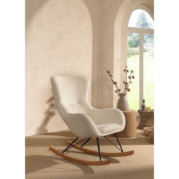 Balts šūpojošs bērnu atpūtas krēsls no buklē auduma ROCKY – Vipack-image-2