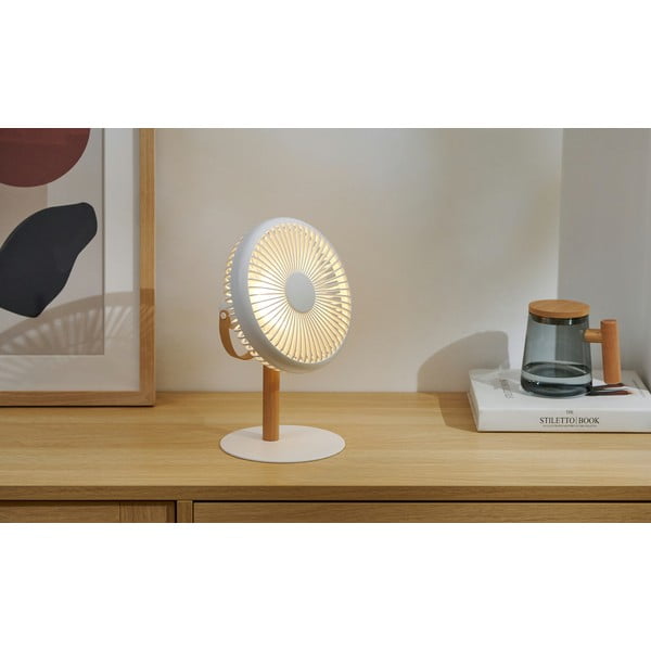 Krēmkrāsas galda lampa ar tālvadības pulti un ventilatoru (augstums 26 cm) Beyond – Gingko-image-1