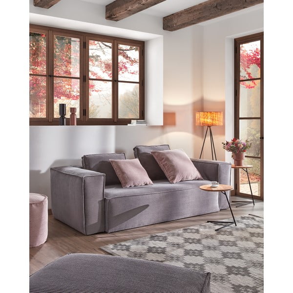 Gaiši pelēks velveta kāju soliņš Kave Home Blok-image-4