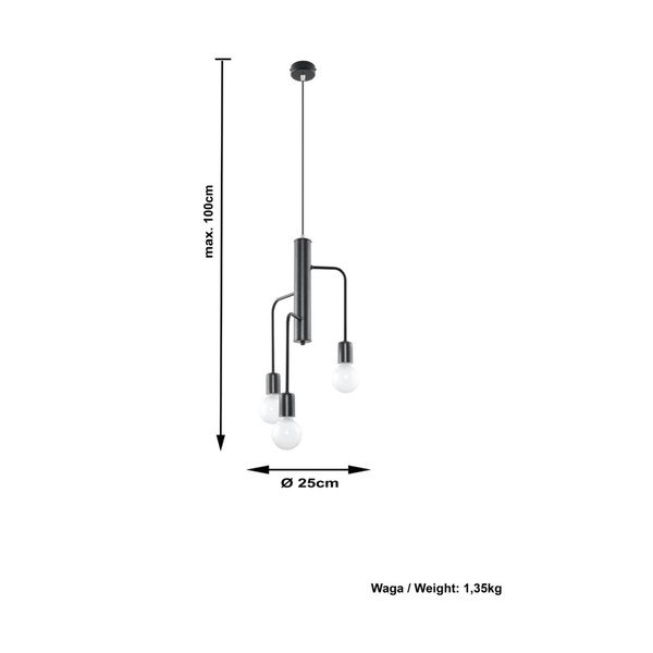Melna griestu lampa Sollux Donato 3M-image-3