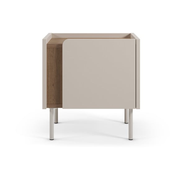 Krēmkrāsas/dabīga toņa naktsskapītis ar ozolkoka imitāciju Lucile – Marckeric