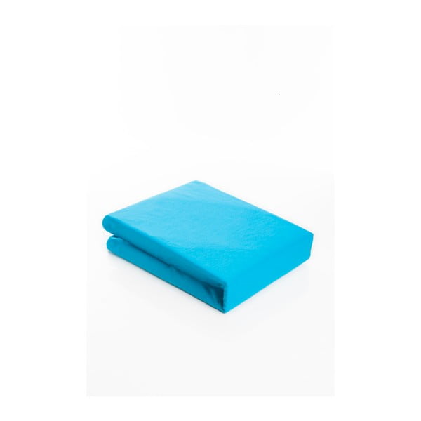 Gaiši zila, elastīga, kokvilnas, ievelkama gultas pārklājs Pareyo, 140 x 200 cm