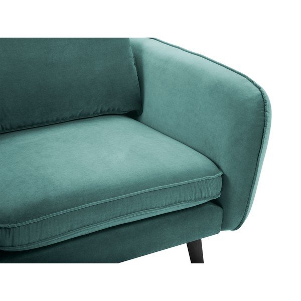 Zilganzaļš samta atpūtas krēsls ar melnām kājām Kooko Home Lento-image-4