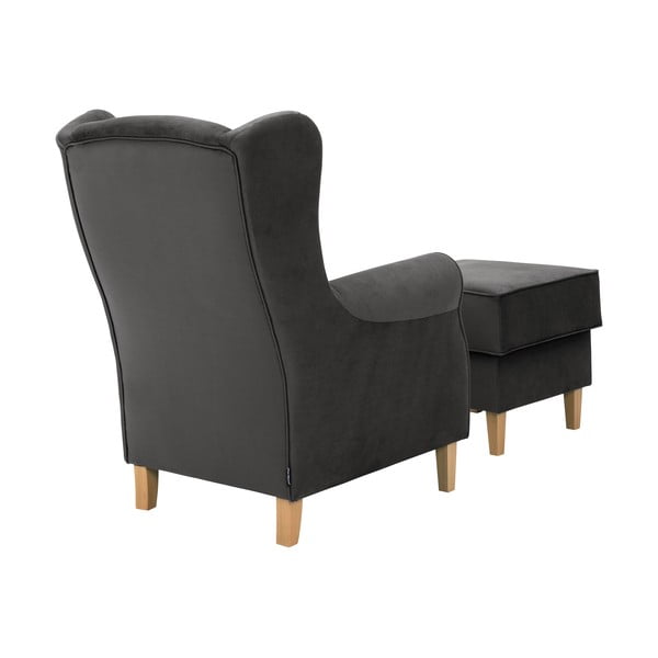 Antracīta pelēks samta krēsls ar kāju balstu Max Winzer Lorris-image-3