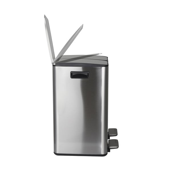 Matētas sudraba krāsas atkritumu šķirošanas tērauda atkritumu tvertne ar pedāli 2x20 l   Aliya – Spirella-image-3