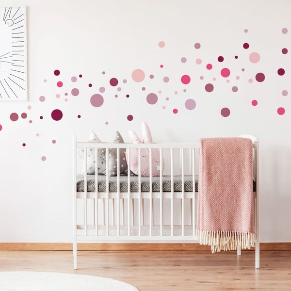 Komplekts ar 100 rozā sienas uzlīmēm Ambiance Round Stickers-image-1