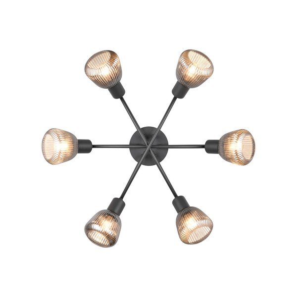 Melna griestu lampa ar stikla abažūru Tarifa – Trio-image-4