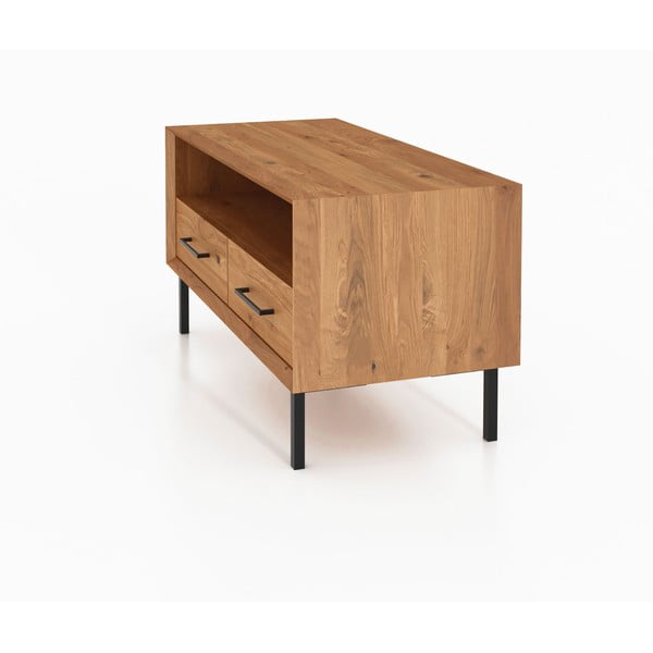 Dabīga toņa TV galdiņš no ozolkoka 90x50 cm Abies – The Beds-image-3