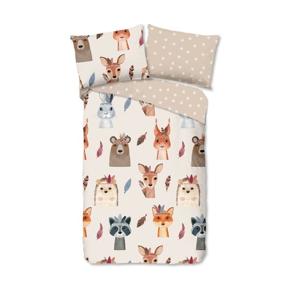 Brūna/bēša vienguļamā kokvilnas bērnu gultas veļa 140x200 cm Rave – Good Morning