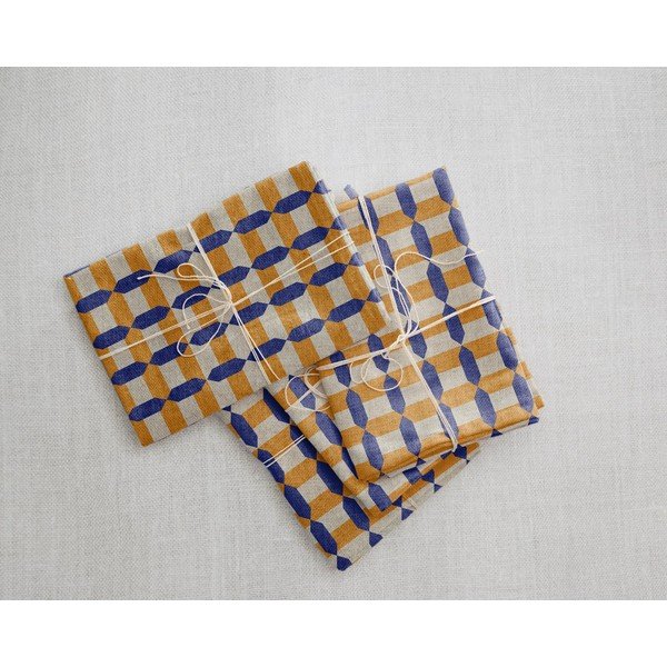 4 lina salvešu komplekts Really Nice Things Orange Geometric, 43 x 43 cm-image-2