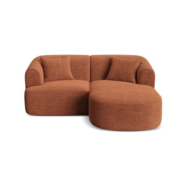 Terakotas oranžs velveta stūra dīvāns (ar labo stūri/ar zvilni) Campi – Cosmopolitan Design