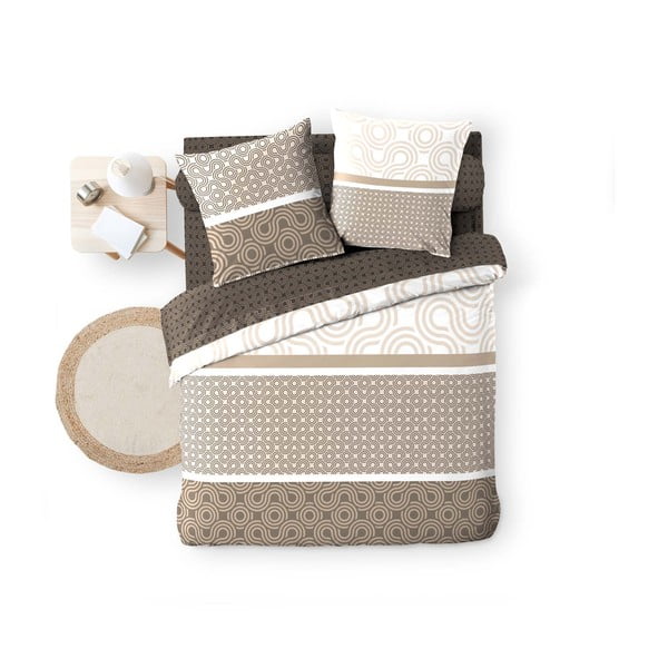 Brūna divguļamā kokvilnas gultas veļa ar palagu 240x220 cm Pacha – douceur d'intérieur-image-3