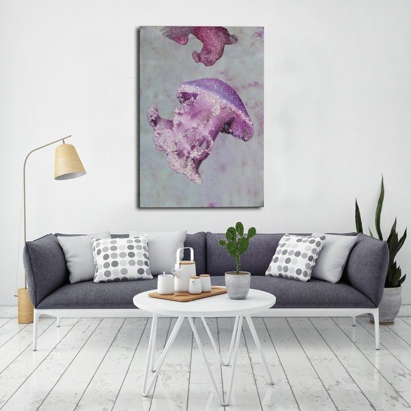Ar rokām apgleznota glezna priežu koka rāmī Mauro Ferretti Medusa Purple, 80 x 120 cm-image-1