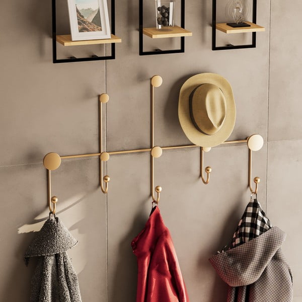 Zelta krāsas metāla sienas pakaramais Dama – Kalune Design-image-2