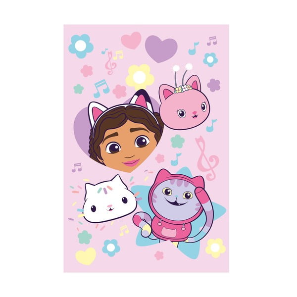 Rozā flīsa bērnu sega 100x150 cm Gabby´s Dollhouse "Music" – Jerry Fabrics