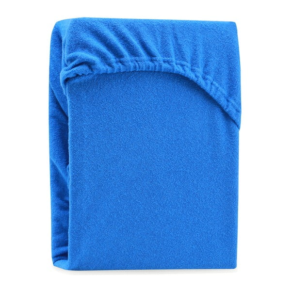 Zils elastīgs palags divguļamai gultai AmeliaHome Ruby Siesta, 200/220 x 200 cm