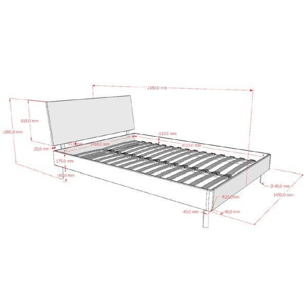 Balta dižskābarža masīvkoka divvietīga gulta ar redelēm 140x200 cm Forrest – Vipack-image-2