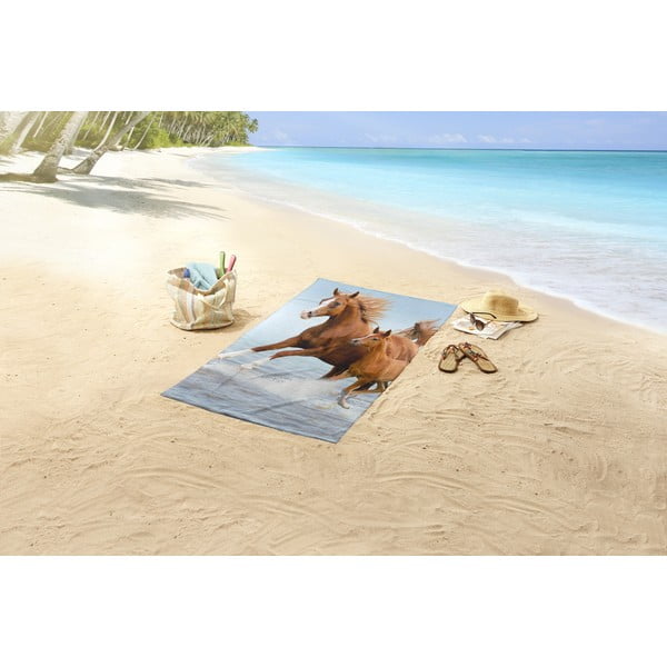 Zils/brūns bērnu samta pludmales dvielis 75x150 cm Free – Good Morning-image-1