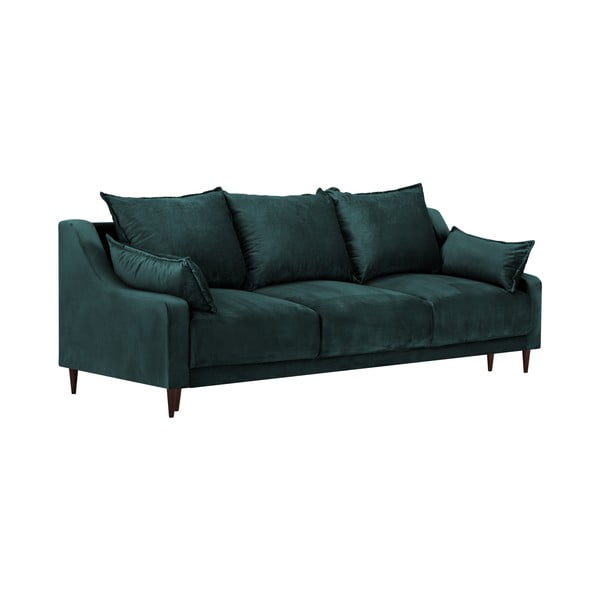 Zilganzaļš samta izvelkamais dīvāns ar veļas kasti Mazzini Sofas Freesia, 215 cm-image-2