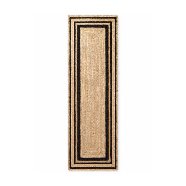 Melns/dabīga toņa divpusējs/ar rokām darināts džutas celiņa paklājs 80x250 cm Looma – Hanse Home