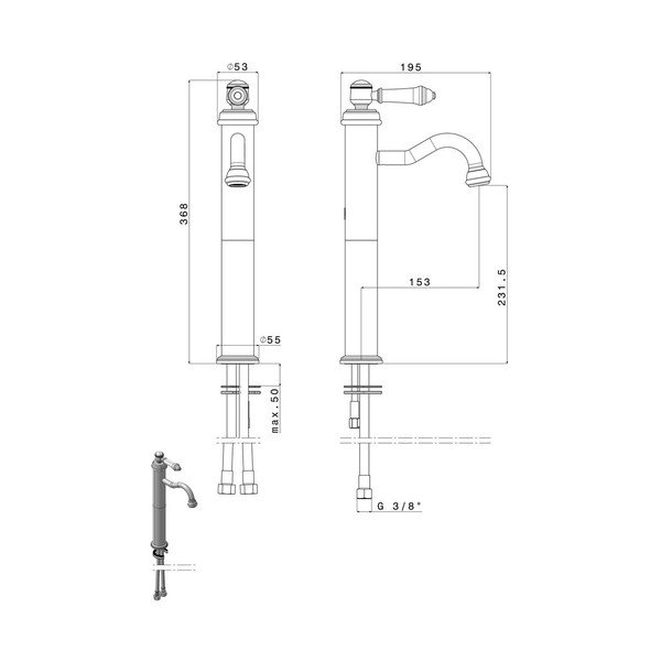 Spīdīgas sudraba krāsas stāvošs jaucējkrāns izlietnei Vienna – Sapho-image-4