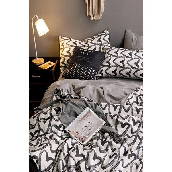Balta/pelēka kokvilnas  gultas veļa vienvietīgai gultai 160x220 cm – Mila Home-image-3