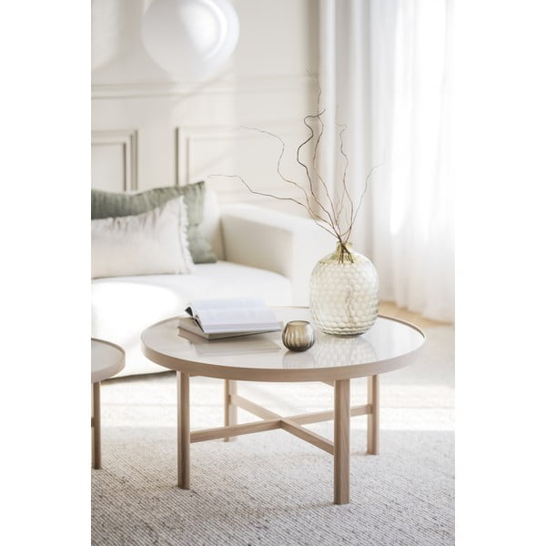 Dabīga toņa apaļš žurnālgaldiņš ar keramikas virsmu 90x90 cm Marsden – Rowico-image-1