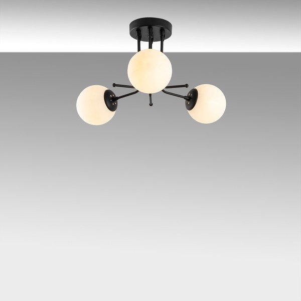 Melna griestu lampa ar stikla abažūru ø 15 cm Daisy – Opviq lights-image-4