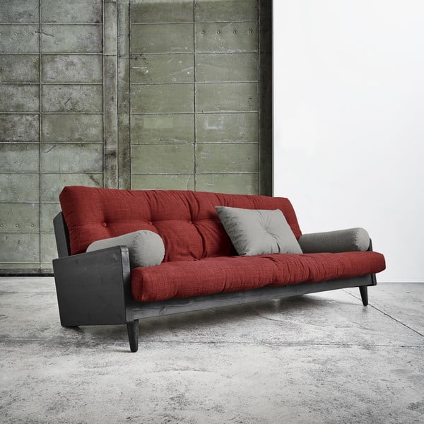 Dīvāns gulta Karup Indie Black/Passion Red/Granite Grey