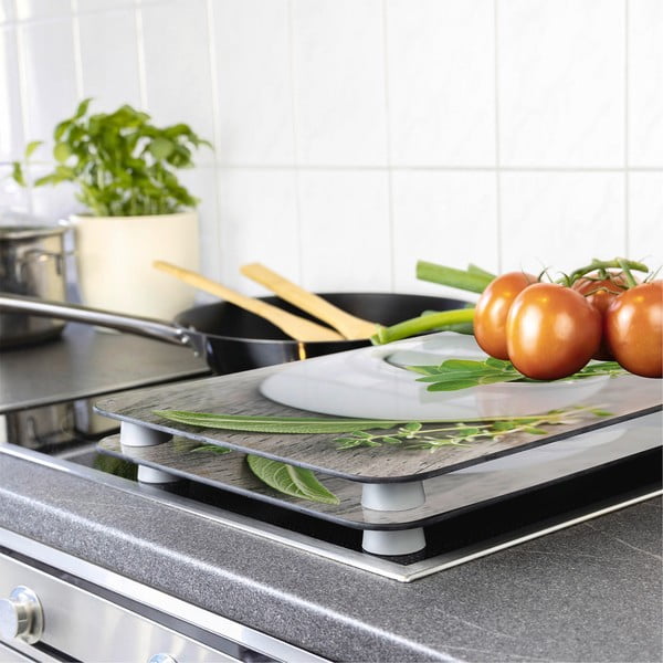 Stikla aizsargplāksnes plītij (2 gab.) Wenko Herbal, 52 x 30 cm-image-1