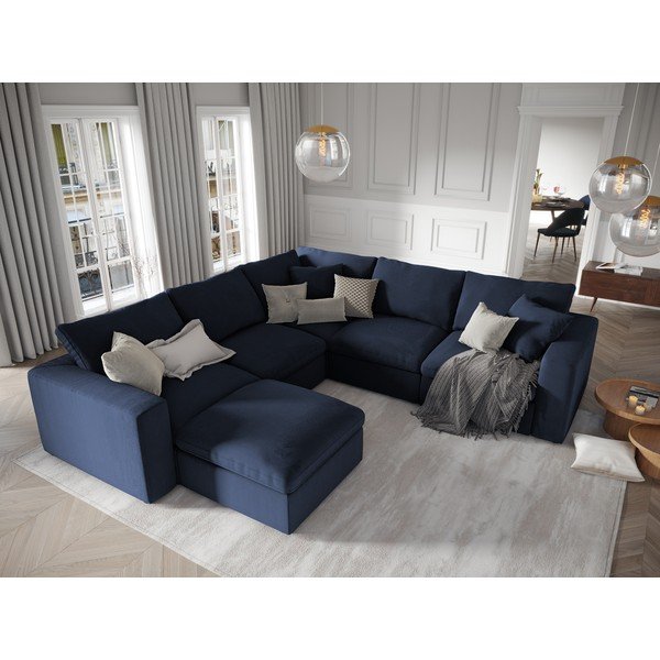 Tumši zila modulārā dīvāna divpusējā stūra daļa Windsor & Co Sofas Galaxy-image-4
