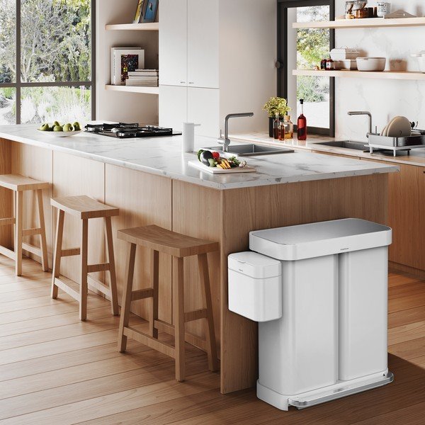 Balta tērauda atkritumu tvertne ar pedāli 58 l – simplehuman-image-1