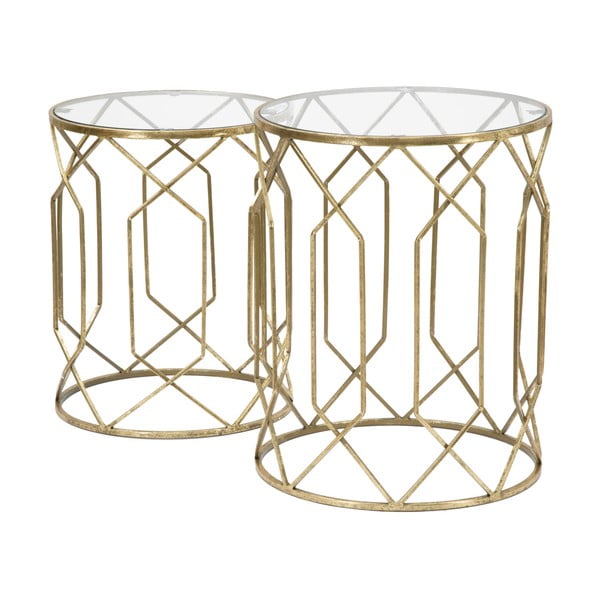 Apaļi sānu galdiņi ar stikla galda virsmu (2 gab.) ø 42 cm Tunisi – Mauro Ferretti-image-1