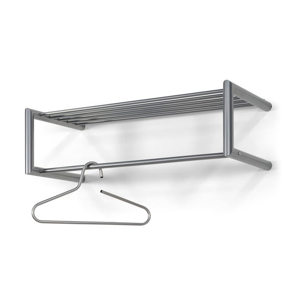 Sudraba krāsas metāla sienas pakaramais ar plauktu 80 cm Smooth – Spinder Design-image-2