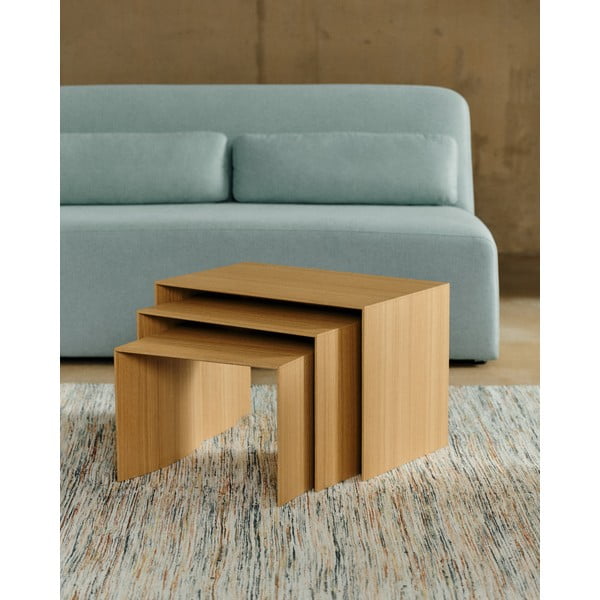 Sānu galdiņi (3 gab.) ar ozolkoka imitāciju 40x60 cm Litto – Kave Home-image-4