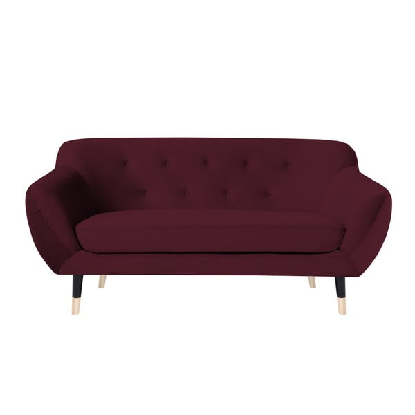 Vīna sarkans dīvāns ar melnām kājām Mazzini Sofas Amelie, 158 cm