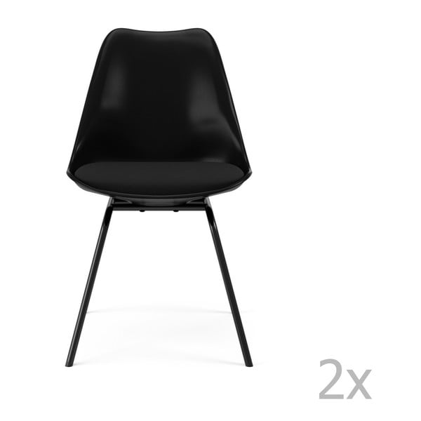2 melnu Tenzo Gina trīsstūra ēdamistabas krēslu komplekts