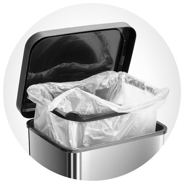 Pelēka pārstrādātas plastmasas atkritumu urna ar pedāļiem 40 l Paso – Rotho-image-1