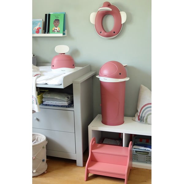 Tumši rozā plastmasas atkritumu tvertne autiņbiksītēm 25 l Whale – Kindsgut-image-1