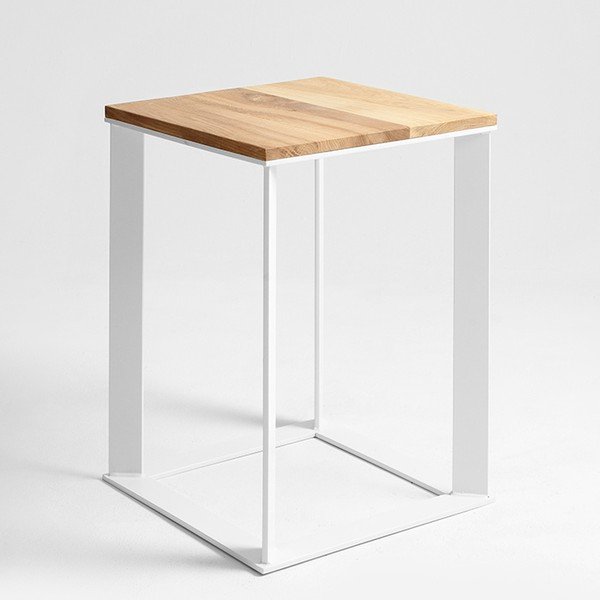 Žurnālgaldiņš ar baltu pamatni un ozolkoka virsmu Custom Form Skaden, 50 x 50 cm-image-1