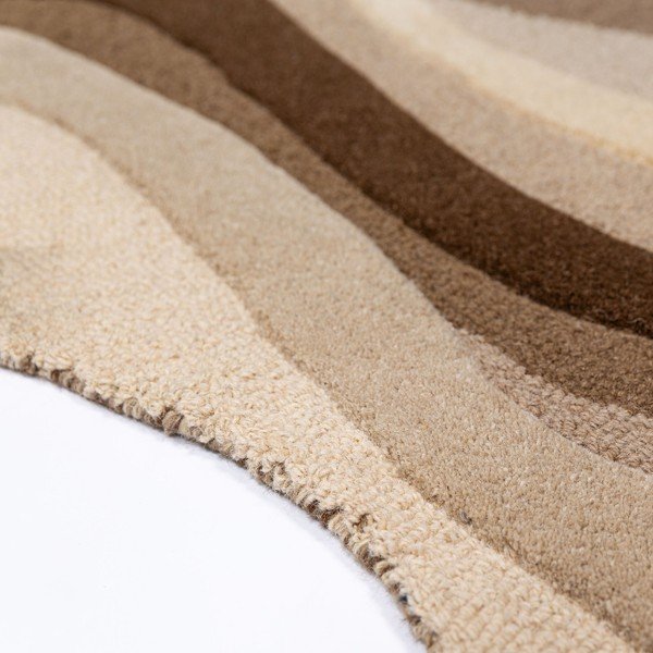 Brūns/bēšs ar rokām darināts vilnas paklājs 140x200 cm Envy Wool – Flair Rugs-image-3