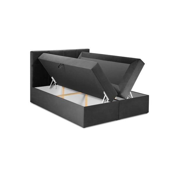 Tumši pelēka samta divguļamā gulta Mazzini Beds Mimicry, 180 x 200 cm-image-3