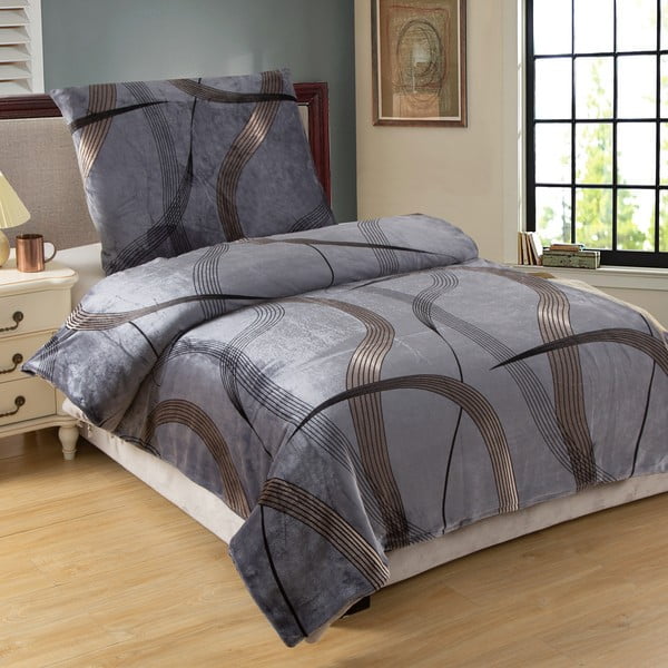 Pelēka mikroplīša gultas veļa 200x140 cm Gold Ribbon – My House