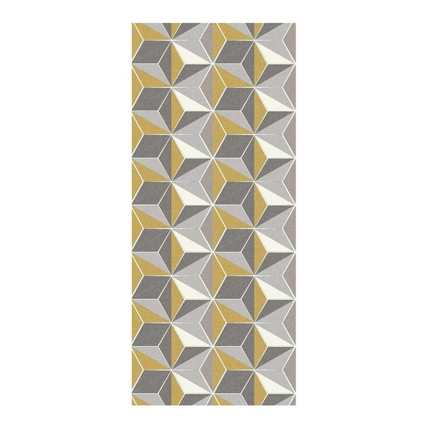 Floorita Dice Ochra pelēks un dzeltens paklājs, 60 x 240 cm
