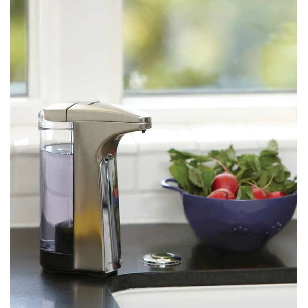 Sudraba krāsas automātiskais ziepju dozators no plastmasas 237 ml – simplehuman-image-1